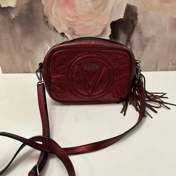 ! Valentino Mia Marsala Metallic Leather Crossbody - Picture 2 of 6